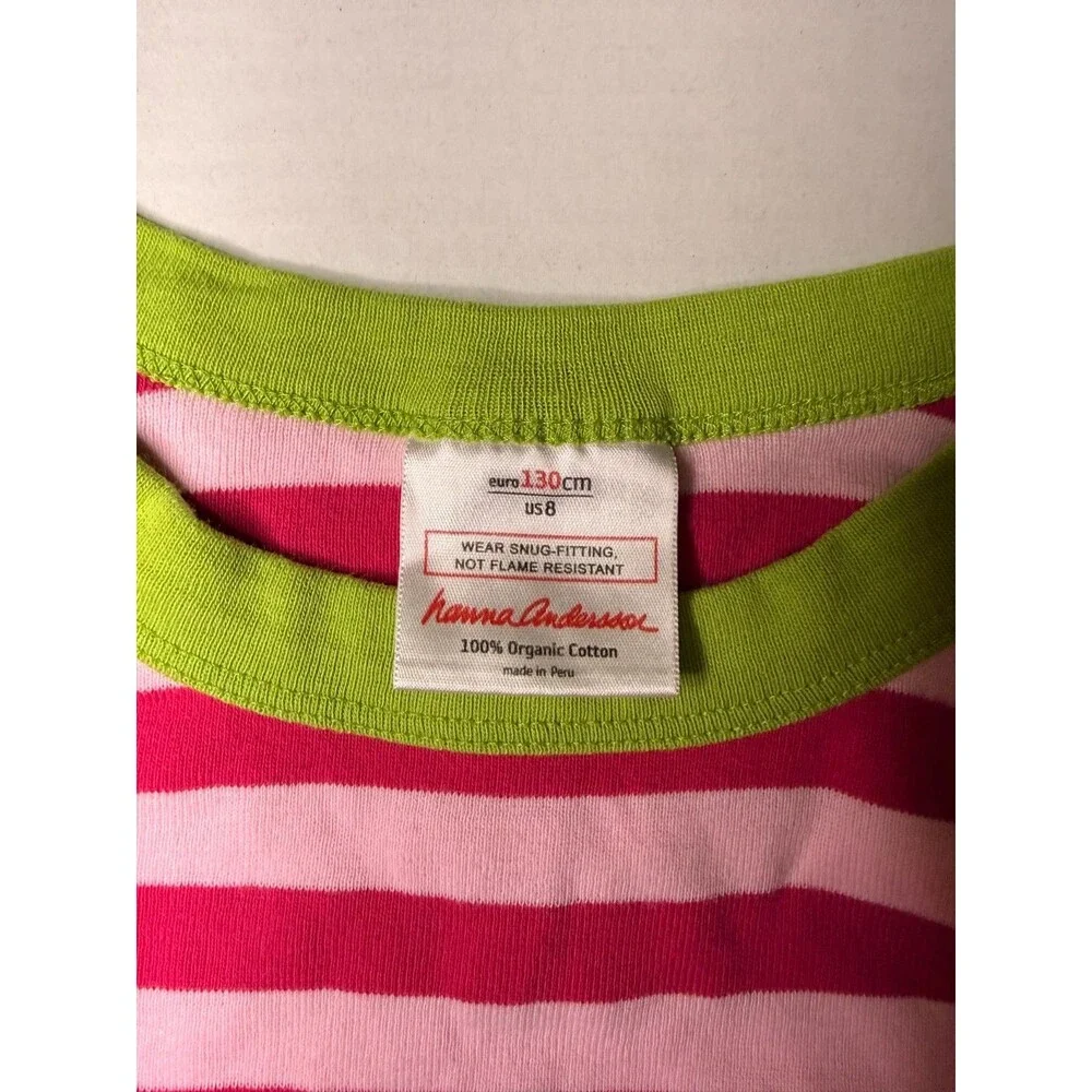 Hanna Andersson Long John Pajama Top • Girls 130 / US 8 • Pink Stripes 🍉